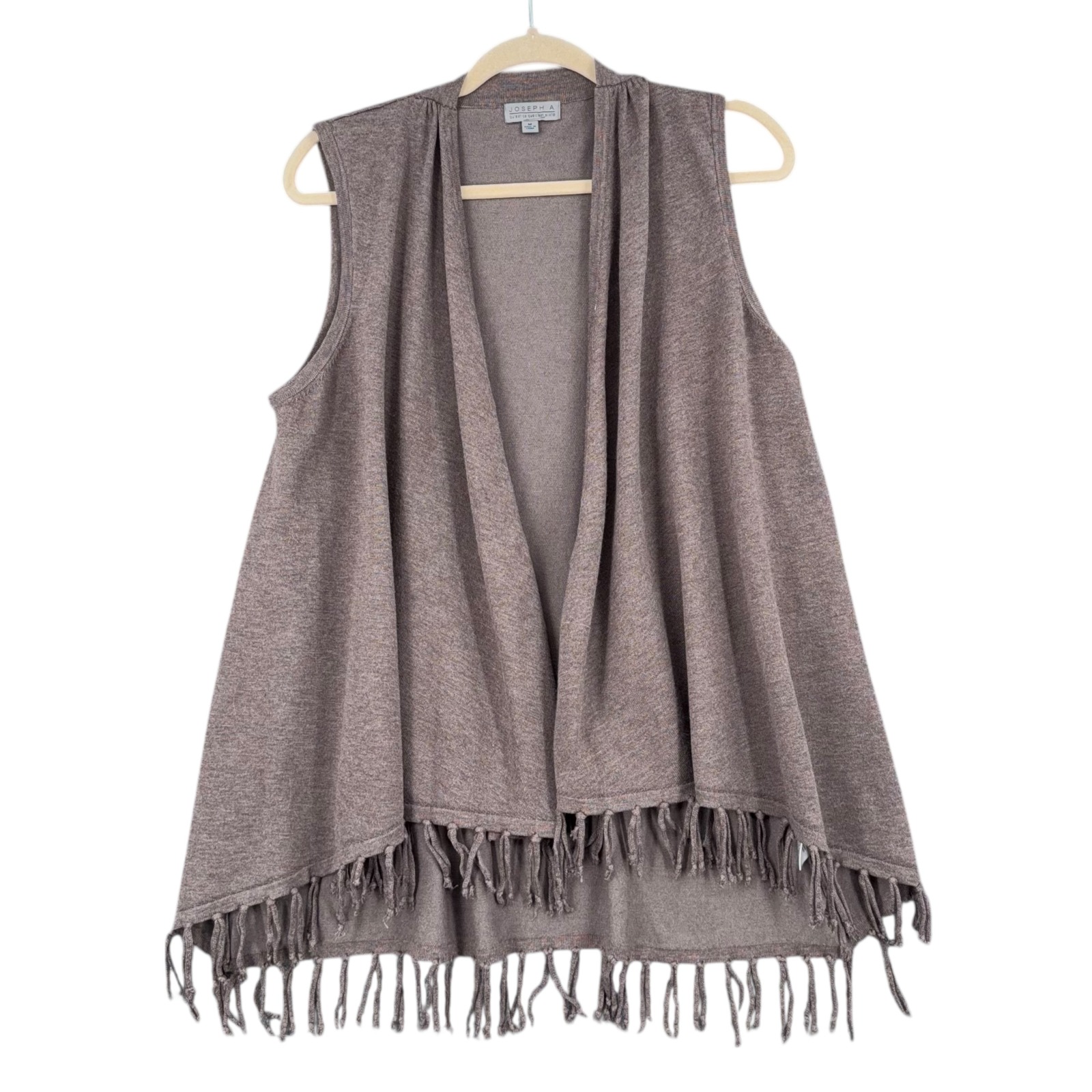 Joseph A Qu'est-Ce Que C'est Silk Fringe Sleeveless Cardigan Vest M